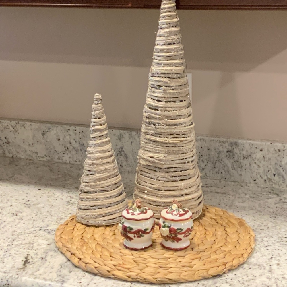 Festive Holiday Cone Trees and Ornaments Set